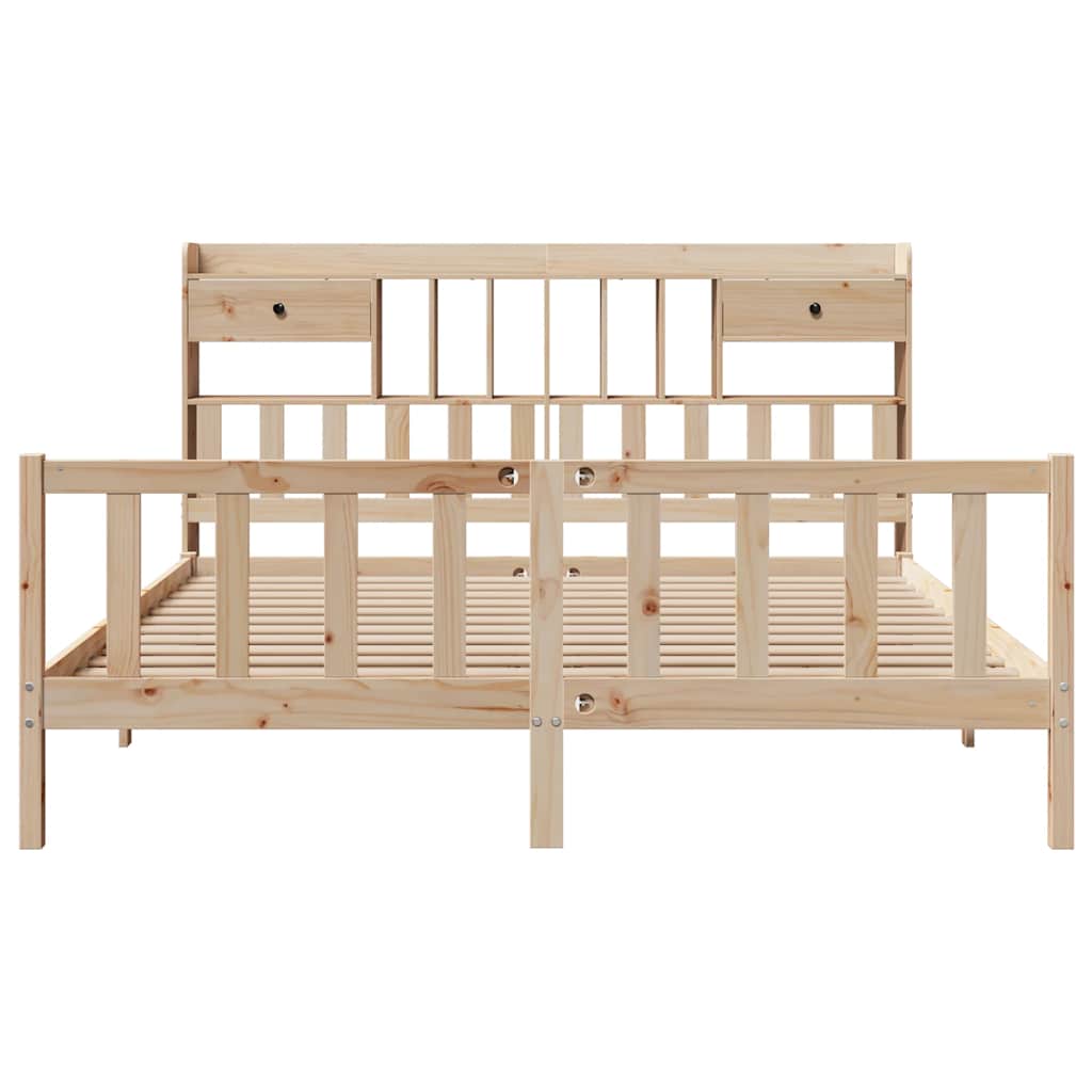 Bookcase Bed without Mattress 180x200 cm Super King Solid Wood Pine