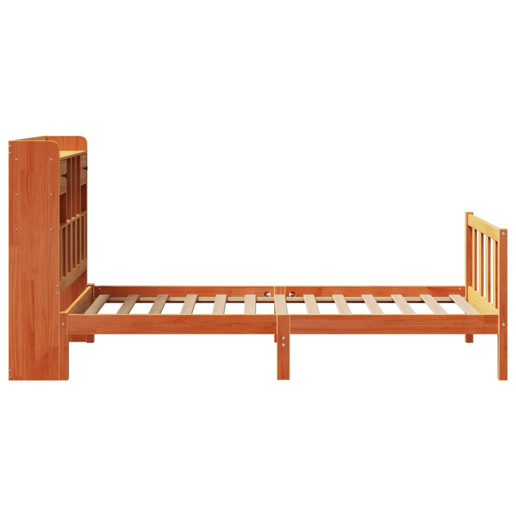 Bookcase Bed without Mattress Wax Brown 100x200 cm Solid Wood Pine