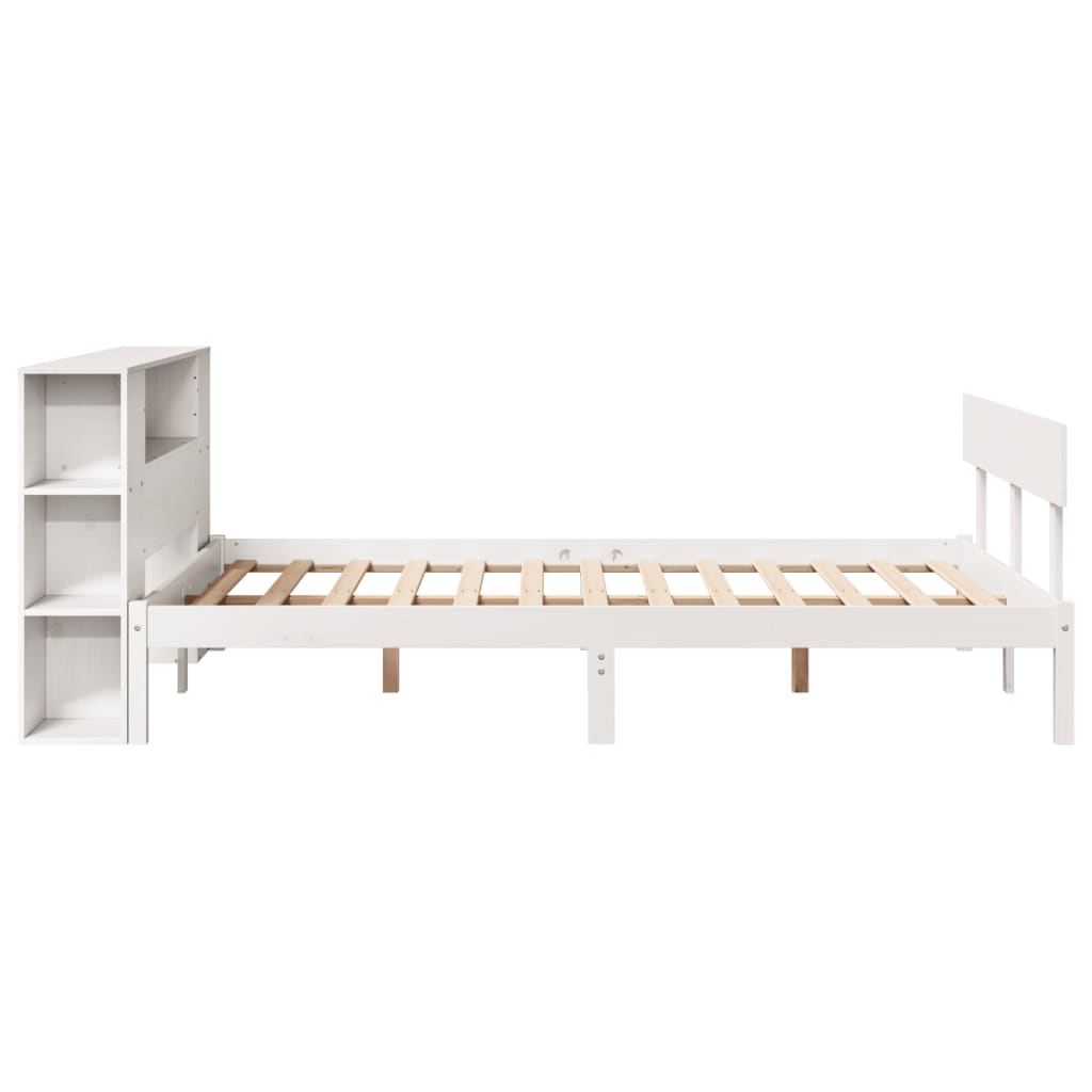 Bookcase Bed without Mattress White 160x200 cm Solid Wood Pine
