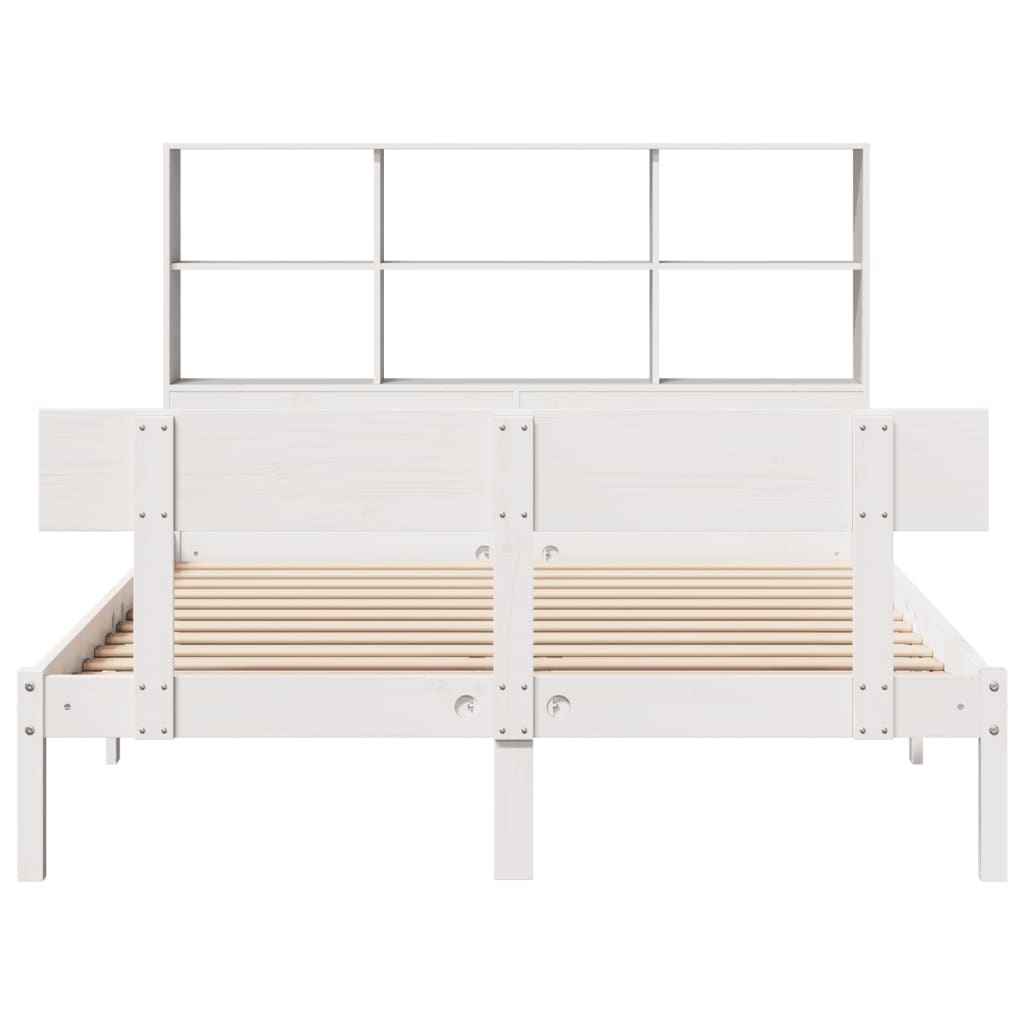 Bookcase Bed without Mattress White 160x200 cm Solid Wood Pine