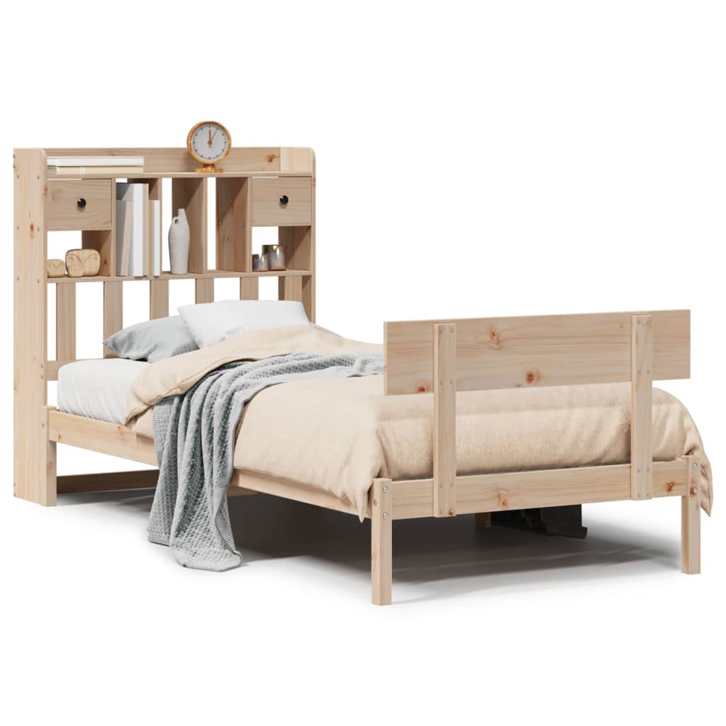 Bookcase Bed without Mattress 90x200 cm Solid Wood Pine