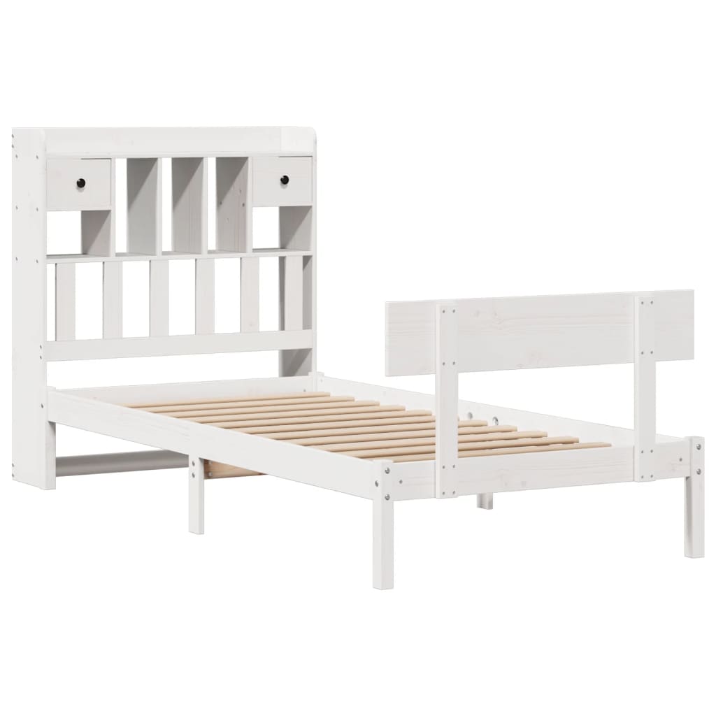 Bookcase Bed without Mattress White 90x200 cm Solid Wood Pine