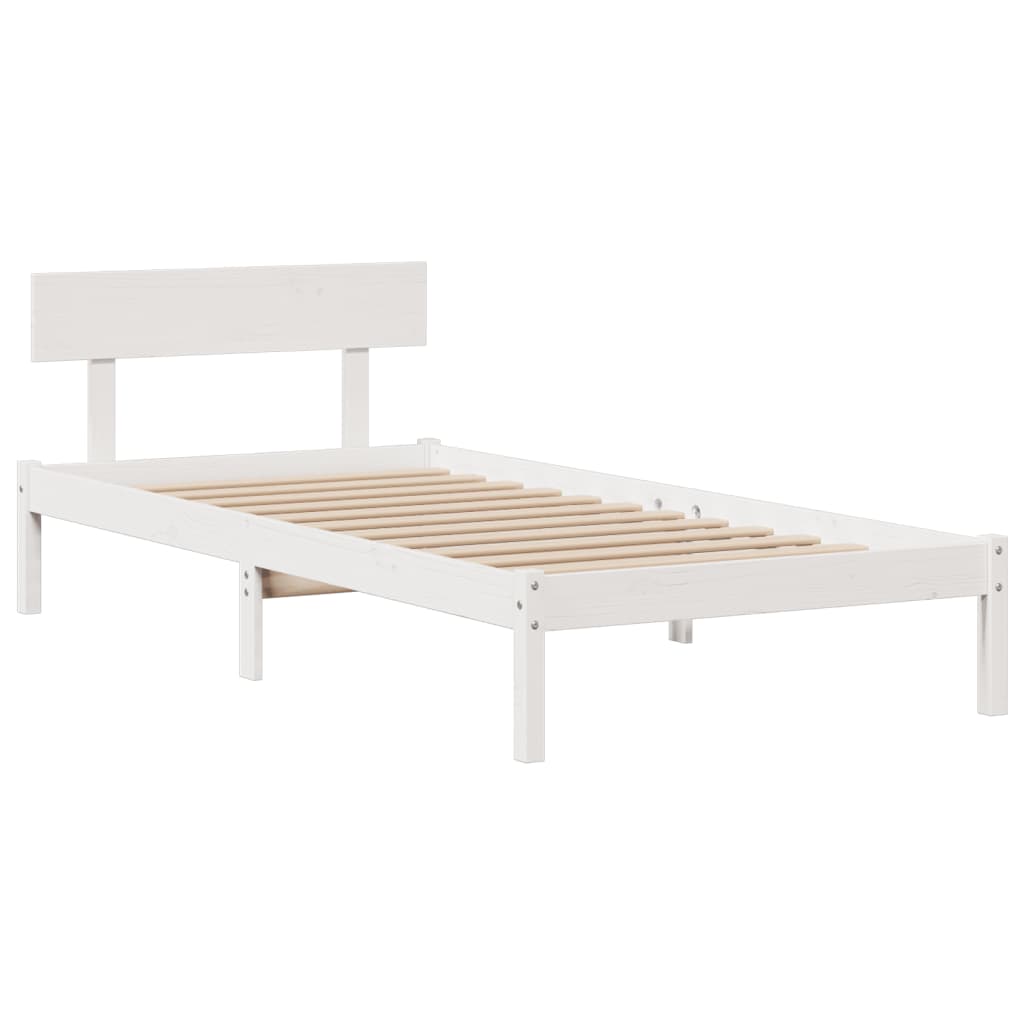 Bookcase Bed without Mattress White 90x200 cm Solid Wood Pine