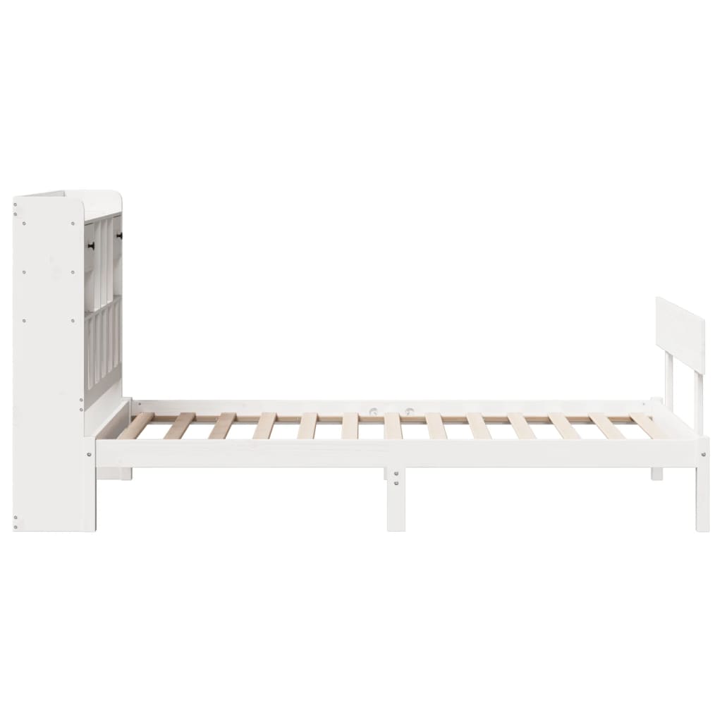 Bookcase Bed without Mattress White 90x200 cm Solid Wood Pine