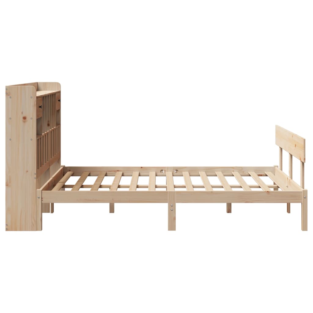 Bookcase Bed without Mattress 140x200 cm Solid Wood Pine