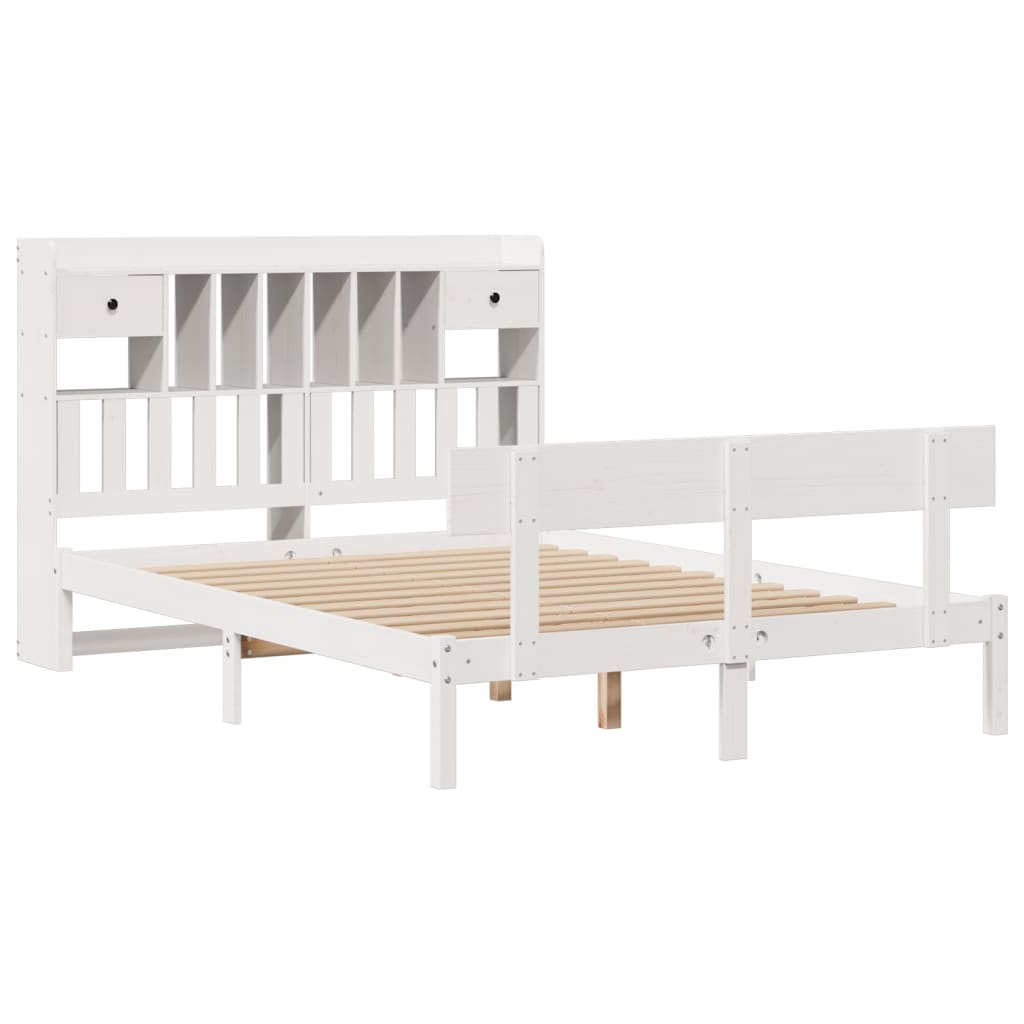 Bookcase Bed without Mattress White 140x200 cm Solid Wood Pine