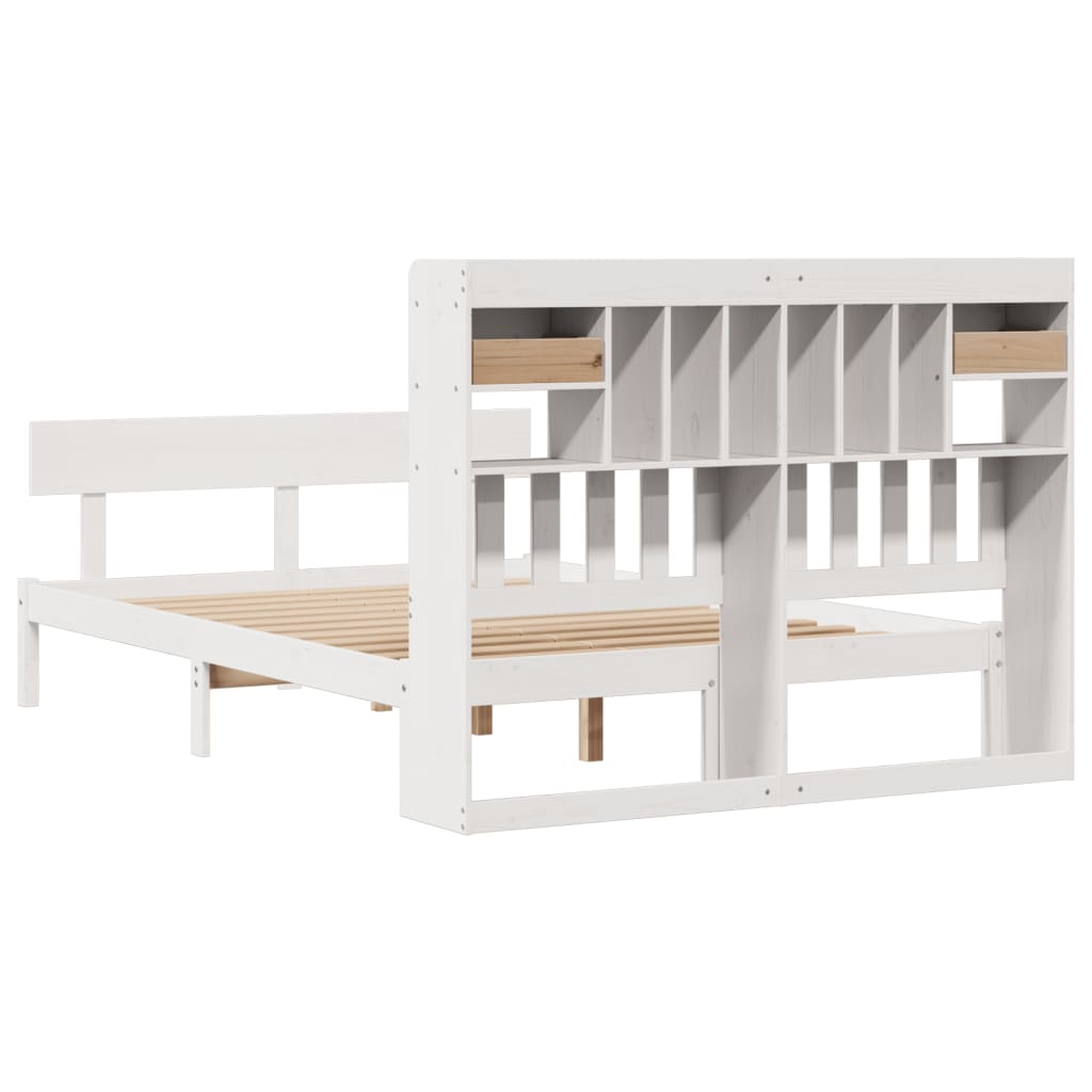 Bookcase Bed without Mattress White 140x200 cm Solid Wood Pine