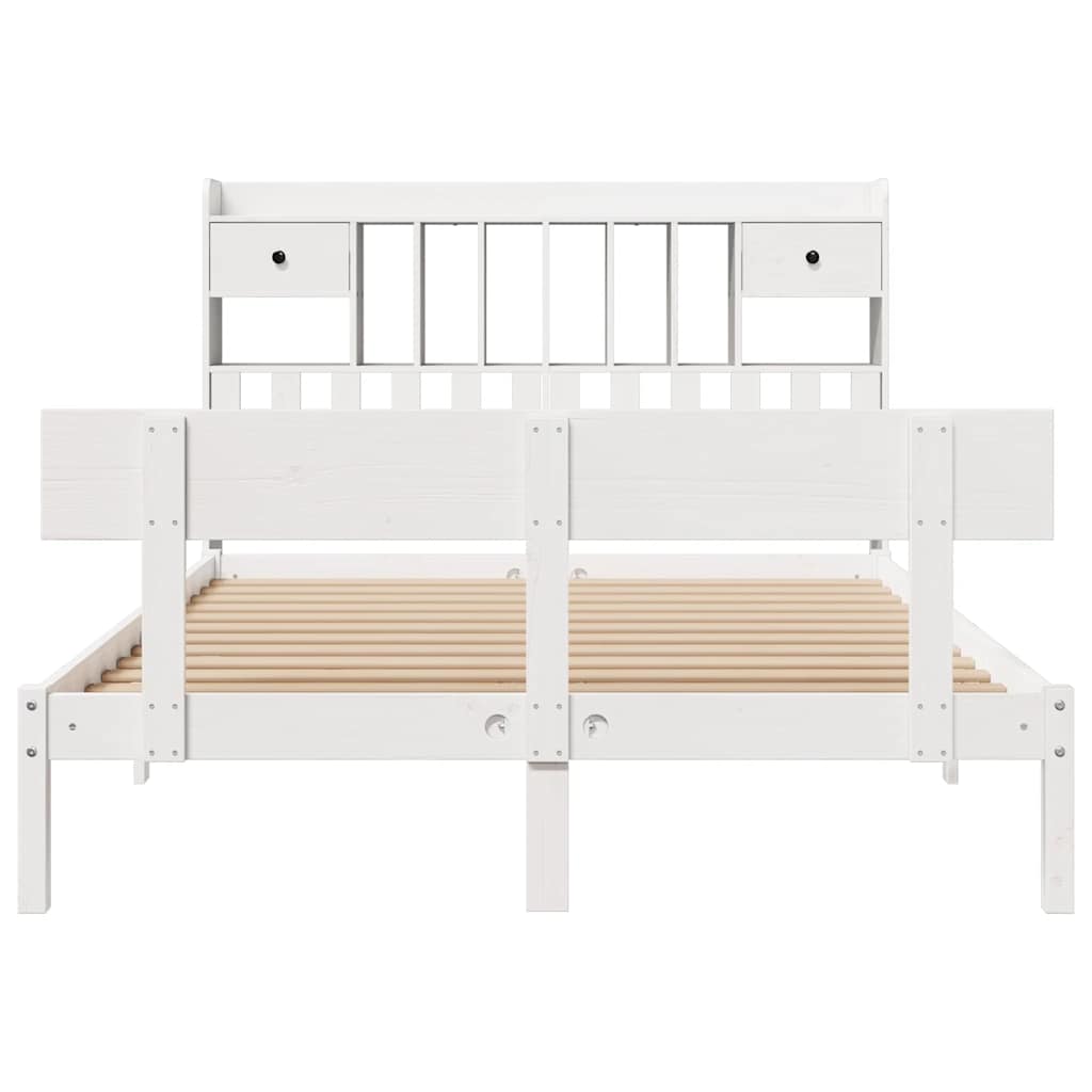 Bookcase Bed without Mattress White 160x200 cm Solid Wood Pine