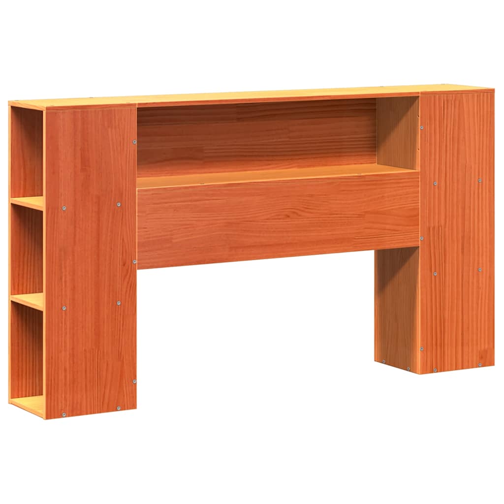 Bookcase Bed without Mattress Wax Brown 150x200 cm King Solid Wood Pine