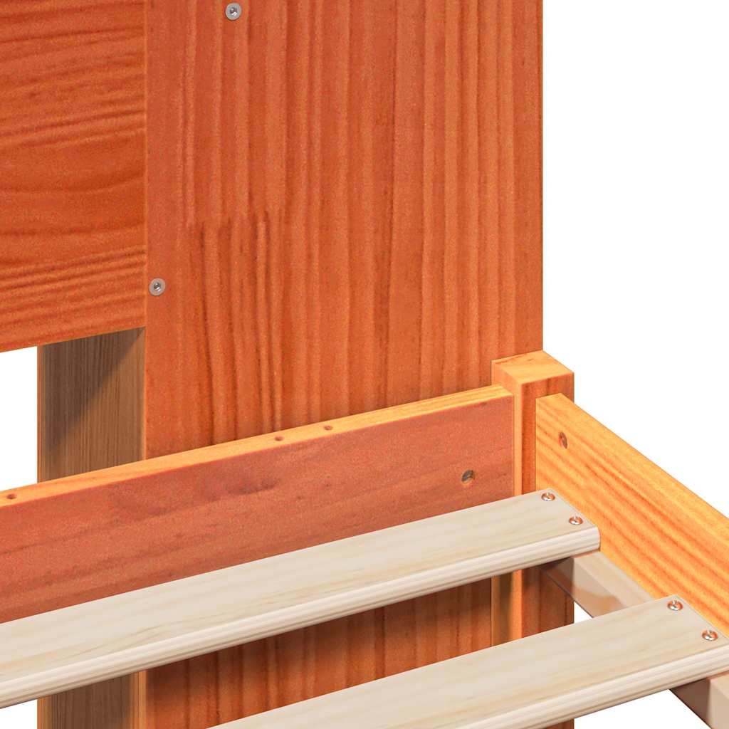 Bookcase Bed without Mattress Wax Brown 150x200 cm King Solid Wood Pine