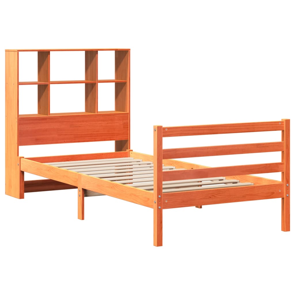 Bookcase Bed without Mattress Wax Brown 75x190 cm Small Single Solid Wood