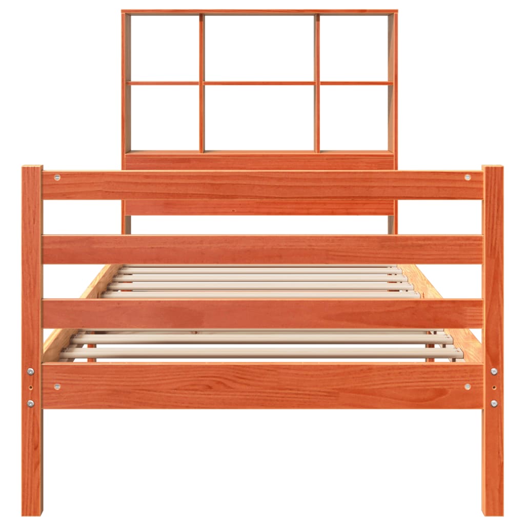 Bookcase Bed without Mattress Wax Brown 75x190 cm Small Single Solid Wood