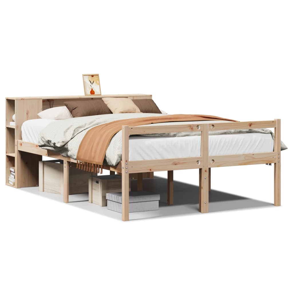 Bookcase Bed without Mattress 135x190 cm Double Solid Wood Pine