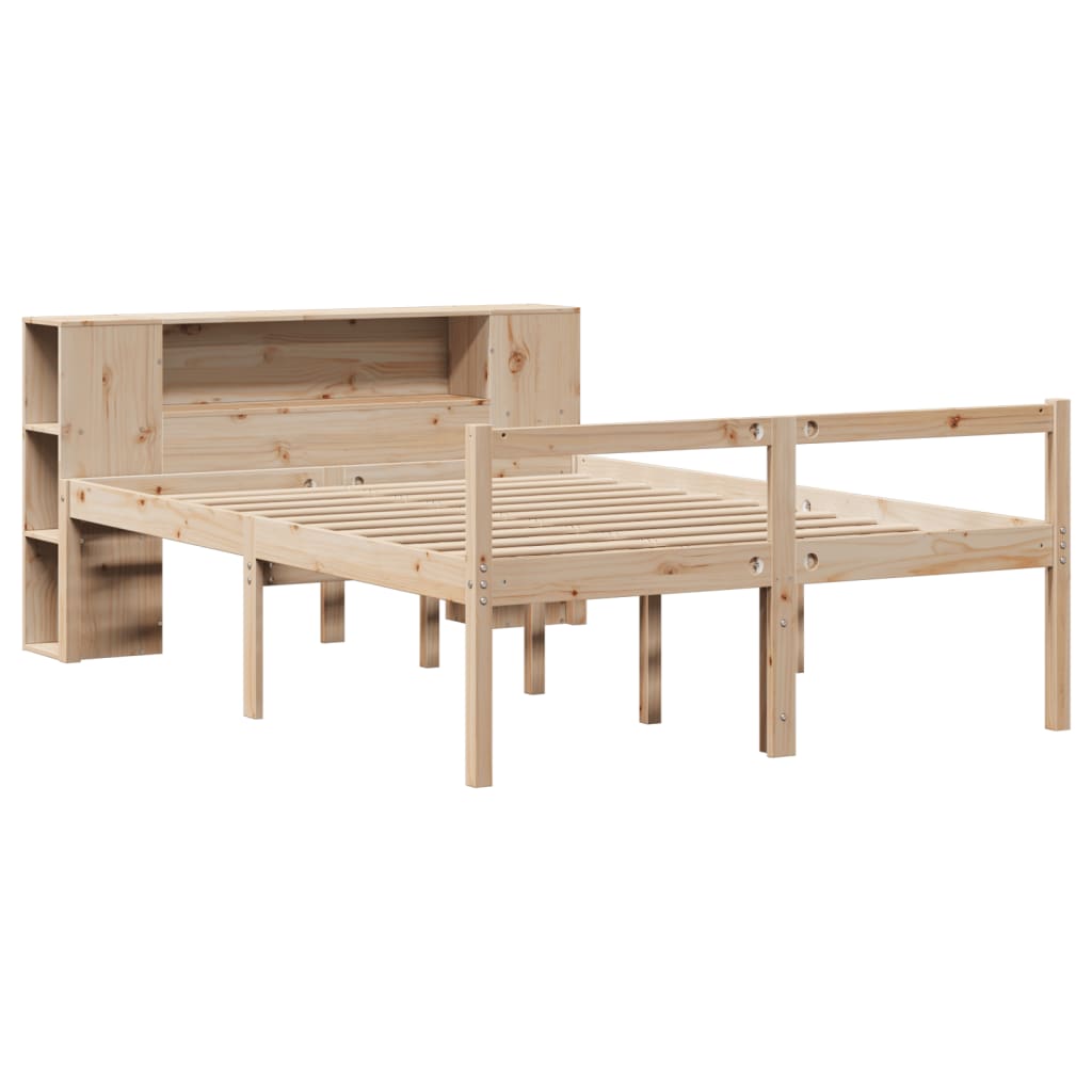 Bookcase Bed without Mattress 135x190 cm Double Solid Wood Pine
