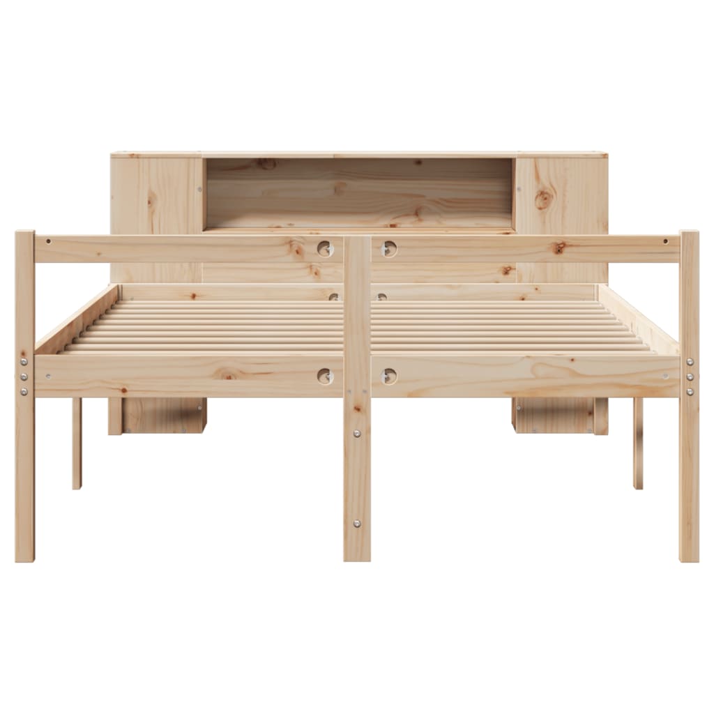 Bookcase Bed without Mattress 135x190 cm Double Solid Wood Pine