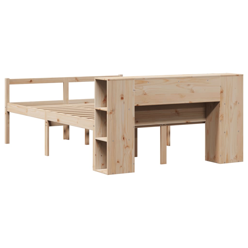 Bookcase Bed without Mattress 135x190 cm Double Solid Wood Pine