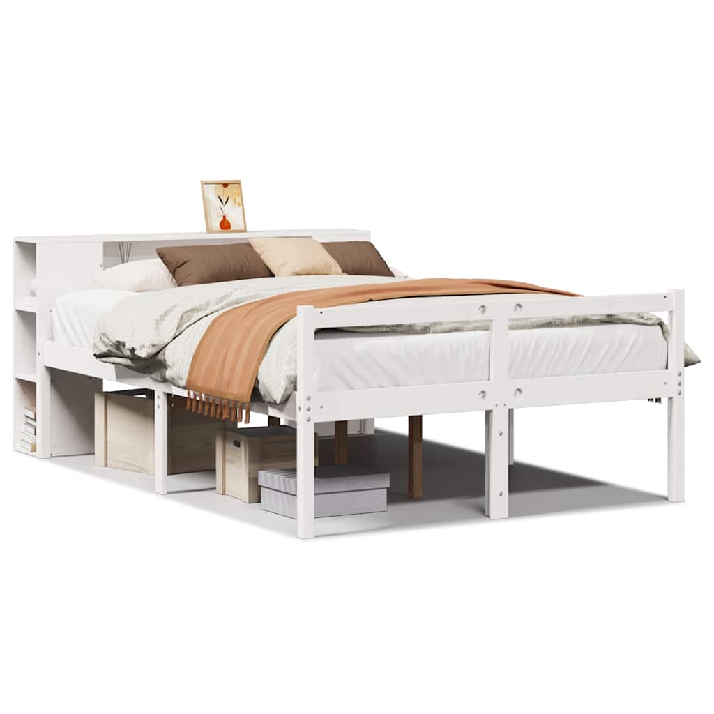 Bookcase Bed without Mattress White 160x200 cm Solid Wood Pine