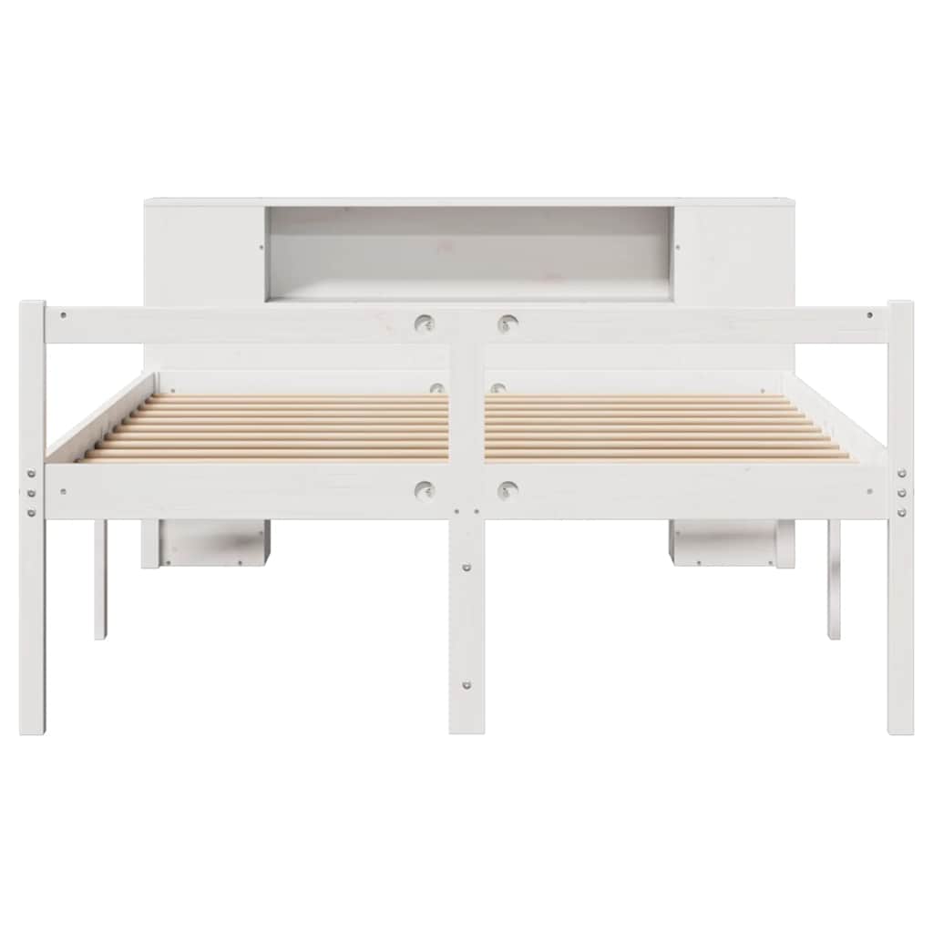 Bookcase Bed without Mattress White 160x200 cm Solid Wood Pine
