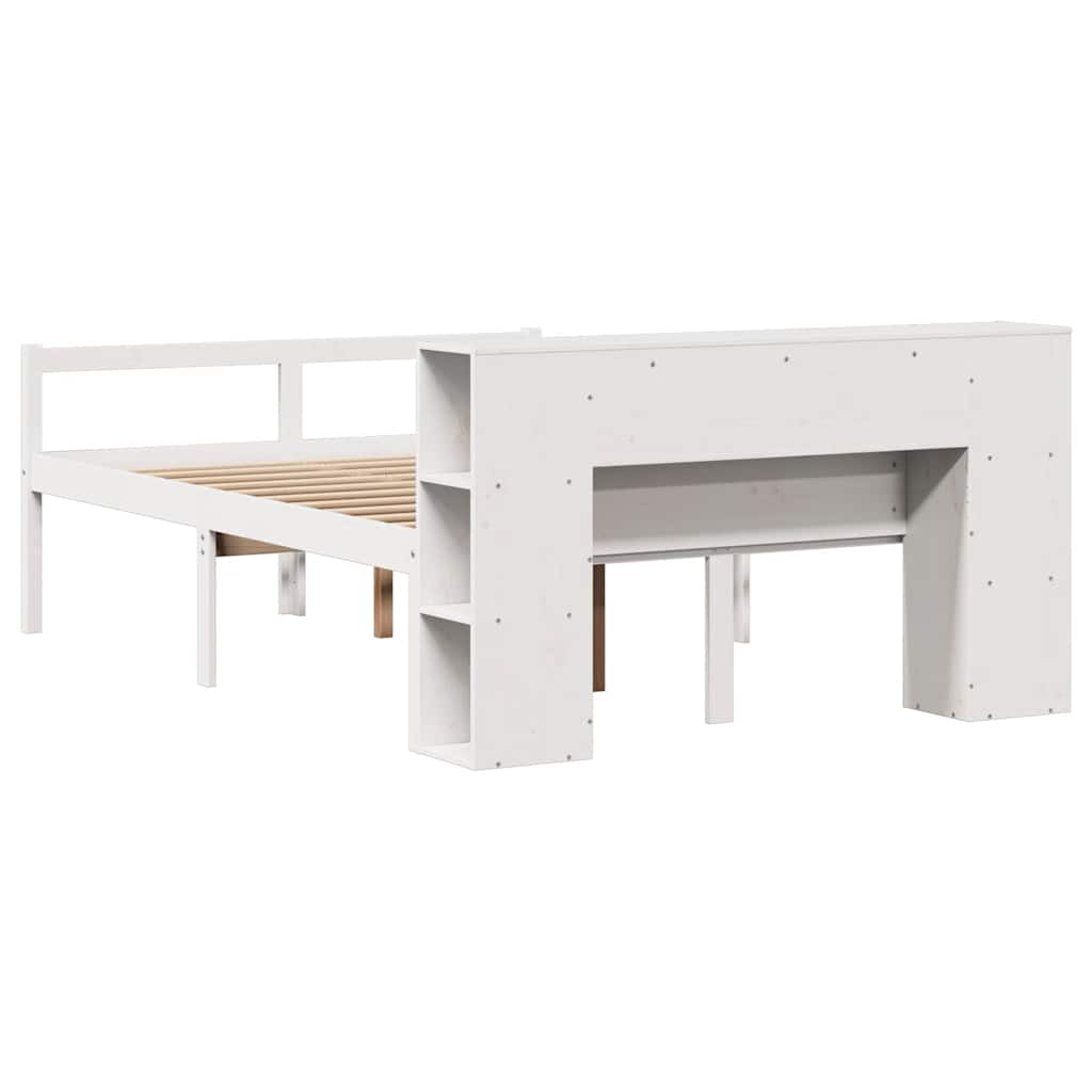 Bookcase Bed without Mattress White 160x200 cm Solid Wood Pine