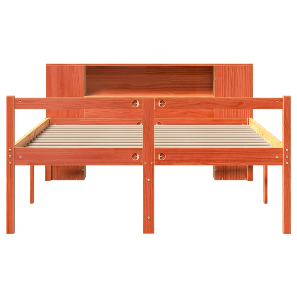 Bookcase Bed without Mattress Wax Brown 140x190 cm Solid Wood