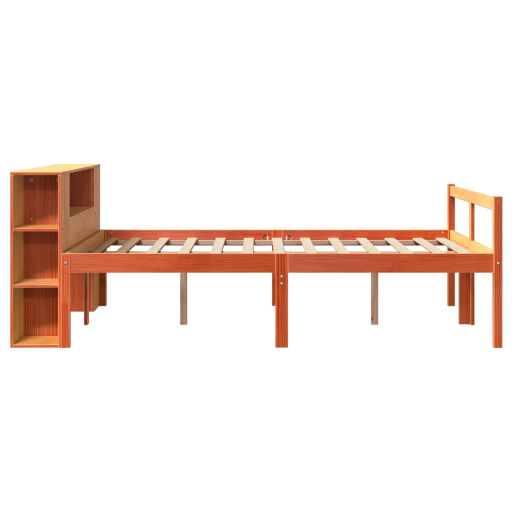 Bookcase Bed without Mattress Wax Brown 140x190 cm Solid Wood