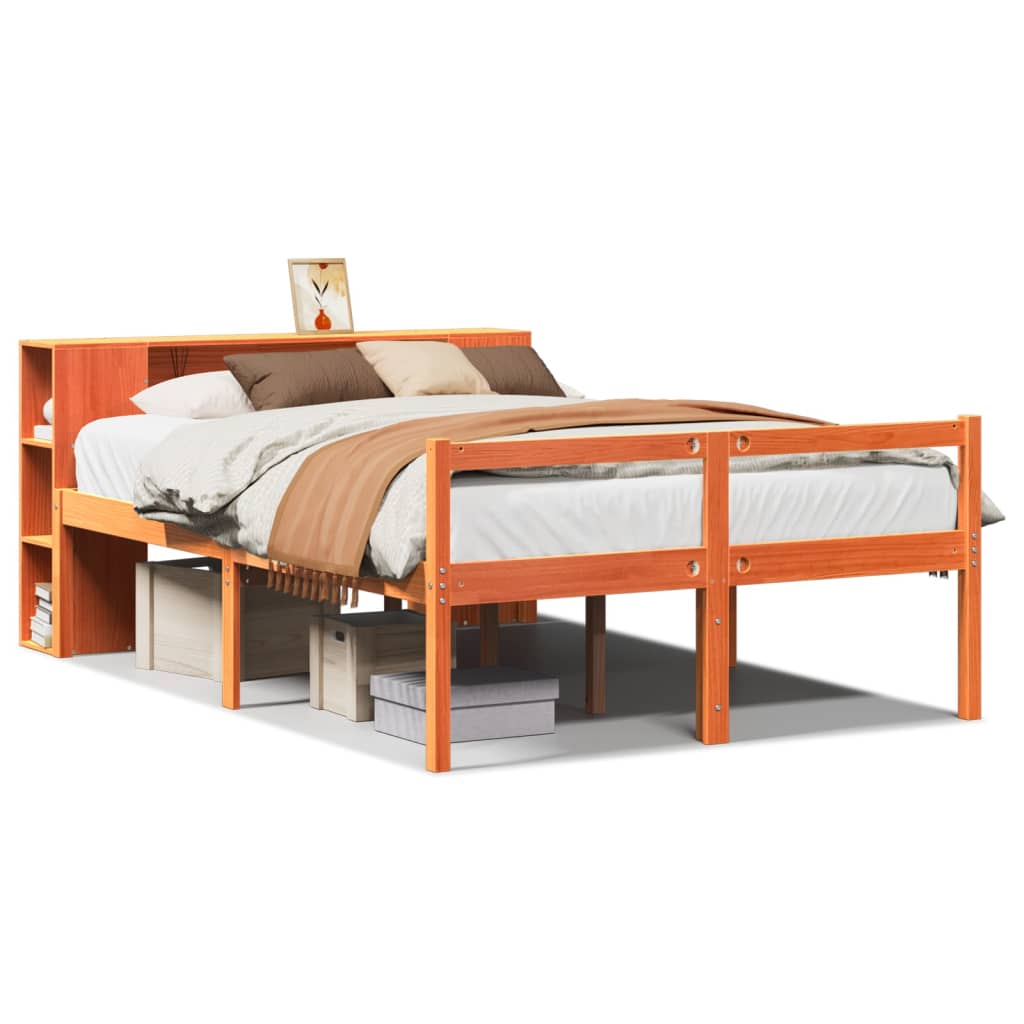 Bookcase Bed without Mattress Wax Brown 160x200 cm Solid Wood