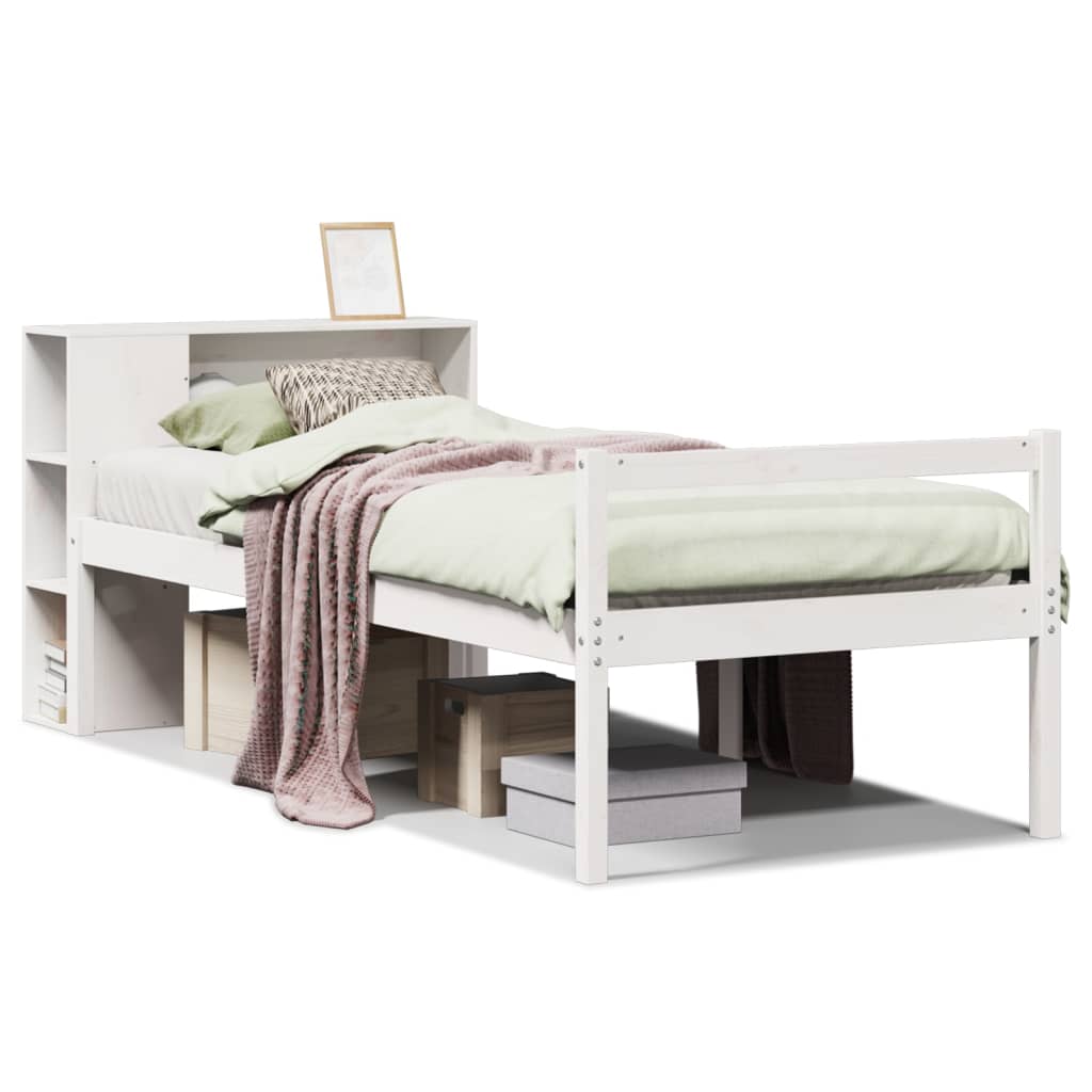 Bookcase Bed without Mattress White 75x190 cm Small Single Solid Wood Pine