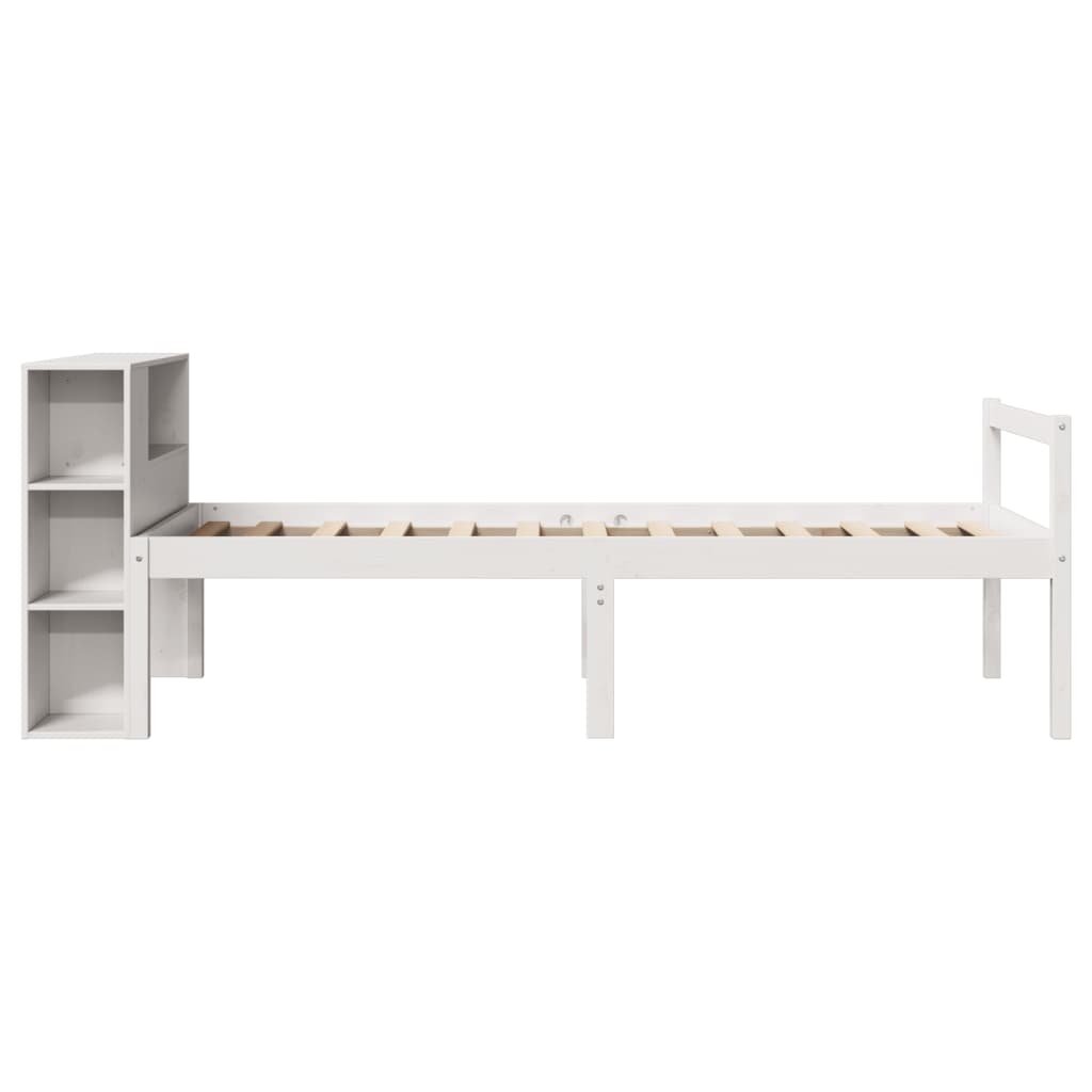 Bookcase Bed without Mattress White 75x190 cm Small Single Solid Wood Pine