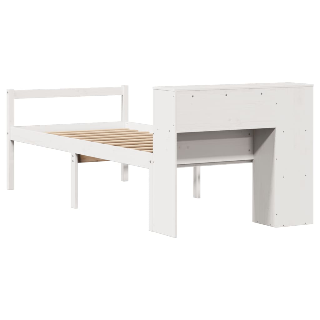 Bookcase Bed without Mattress White 75x190 cm Small Single Solid Wood Pine