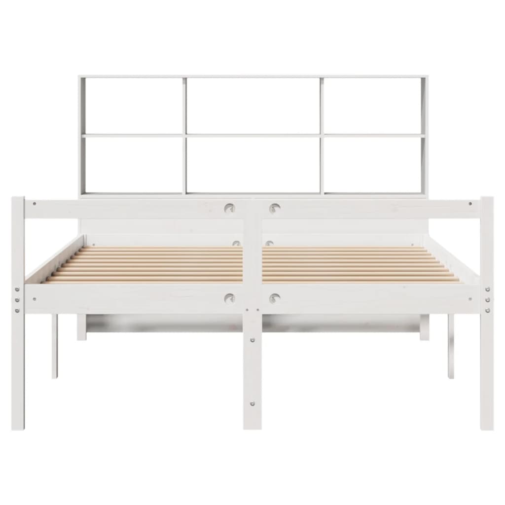 Bookcase Bed without Mattress White 140x190 cm Solid Wood Pine