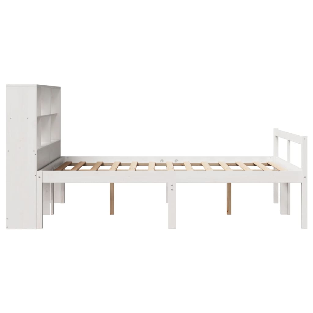 Bookcase Bed without Mattress White 140x190 cm Solid Wood Pine