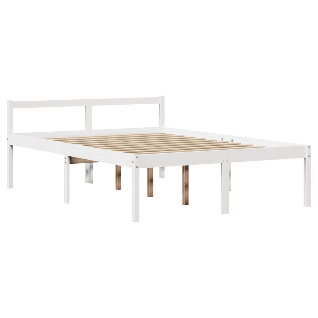 Bookcase Bed without Mattress White 140x190 cm Solid Wood Pine