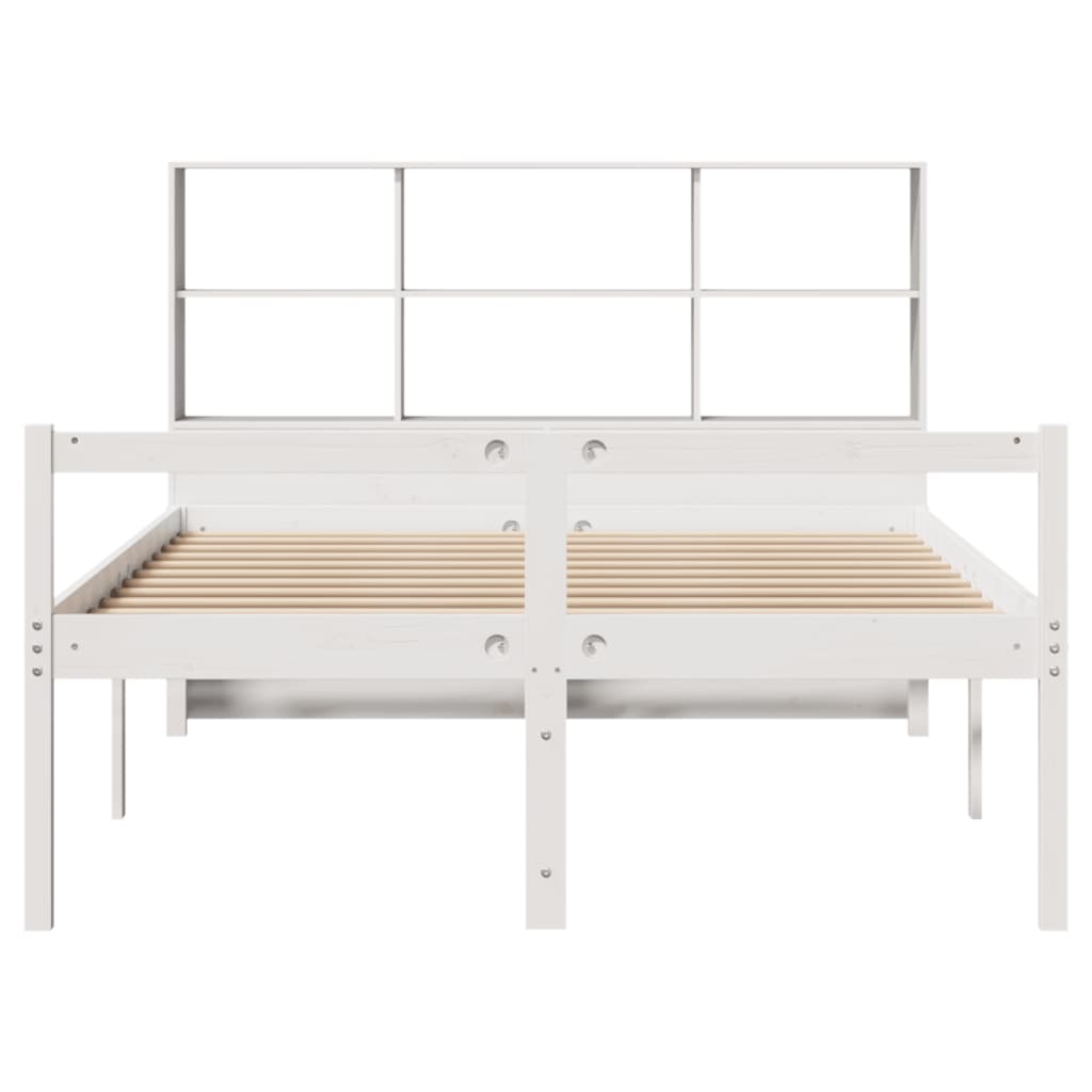 Bookcase Bed without Mattress White 160x200 cm Solid Wood Pine