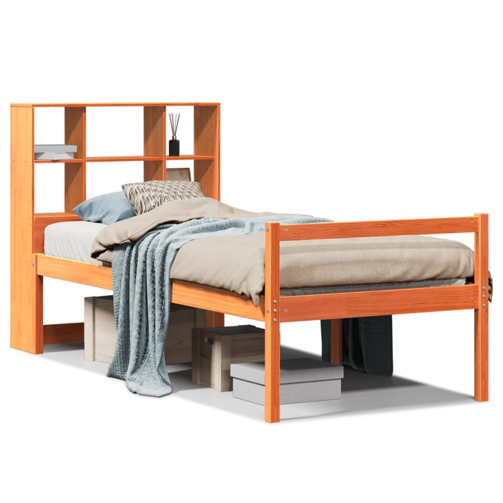 Bookcase Bed without Mattress Wax Brown 75x190 cm Small Single Solid Wood