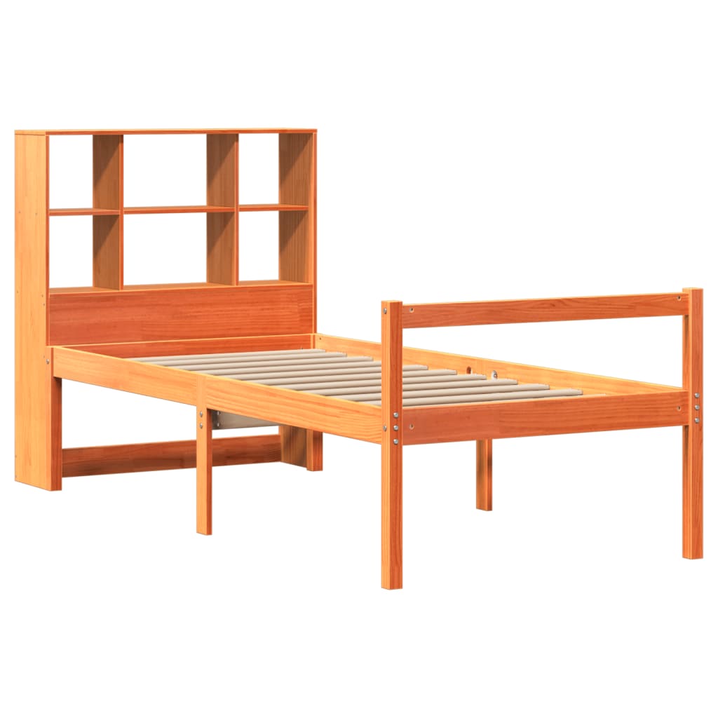 Bookcase Bed without Mattress Wax Brown 75x190 cm Small Single Solid Wood