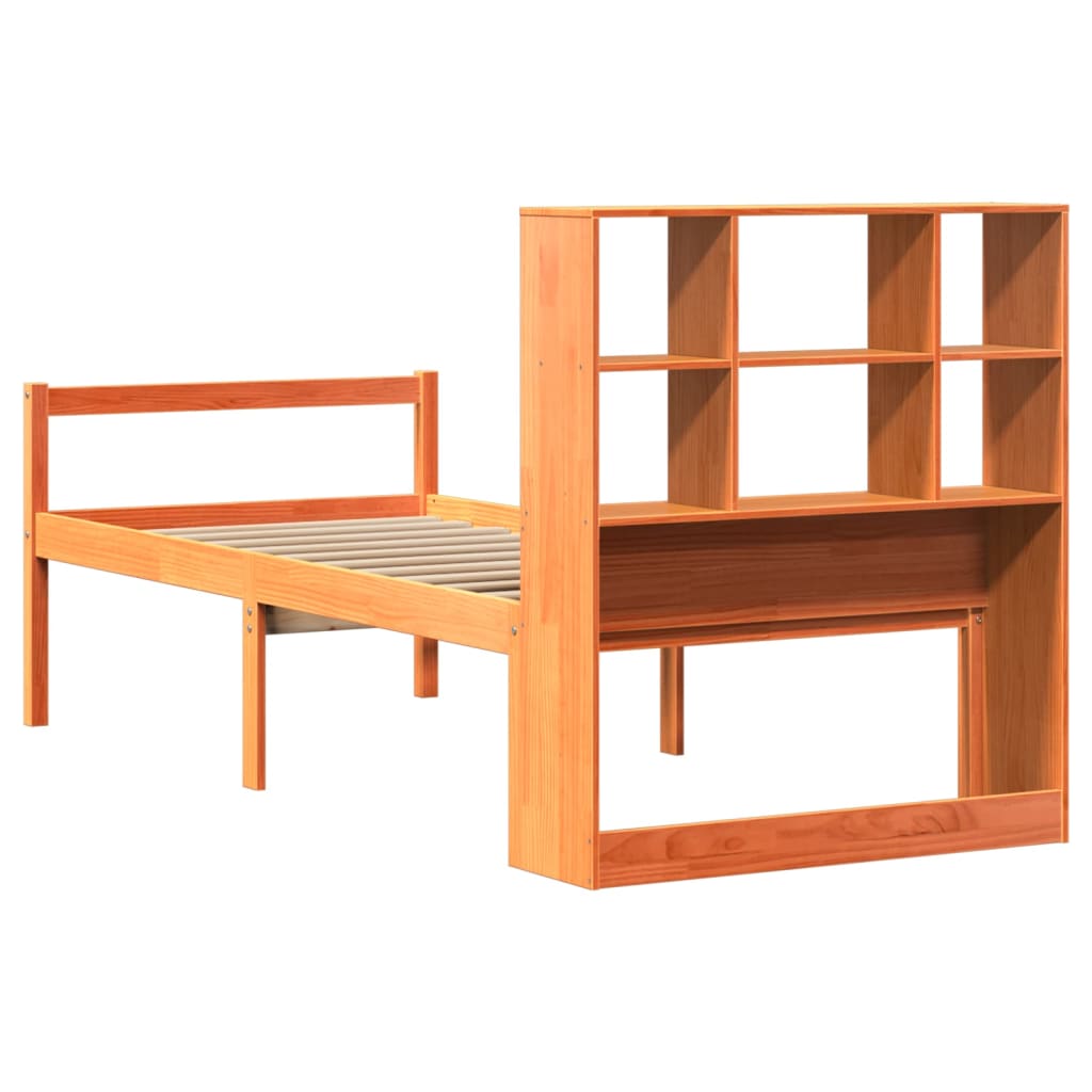 Bookcase Bed without Mattress Wax Brown 75x190 cm Small Single Solid Wood