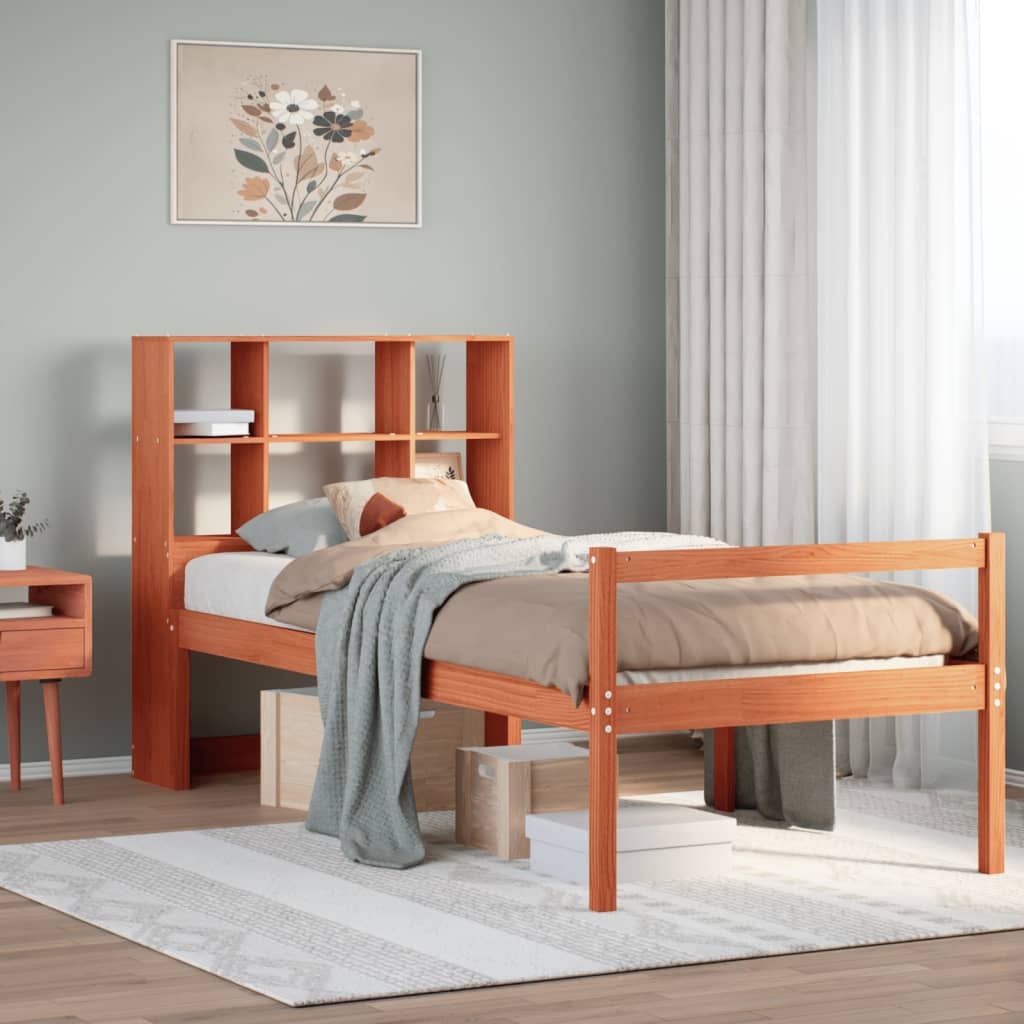 Bookcase Bed without Mattress Wax Brown 75x190 cm Small Single Solid Wood