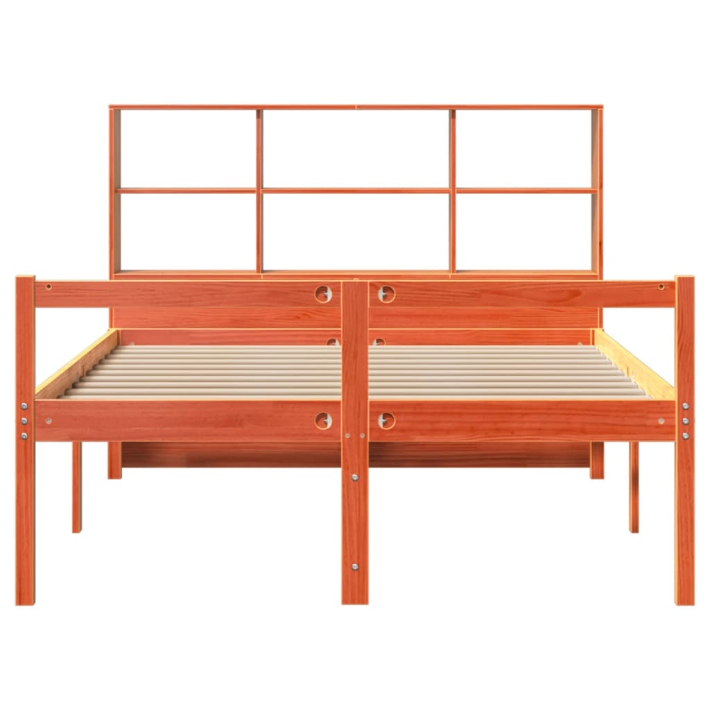 Bookcase Bed without Mattress Wax Brown 140x190 cm Solid Wood