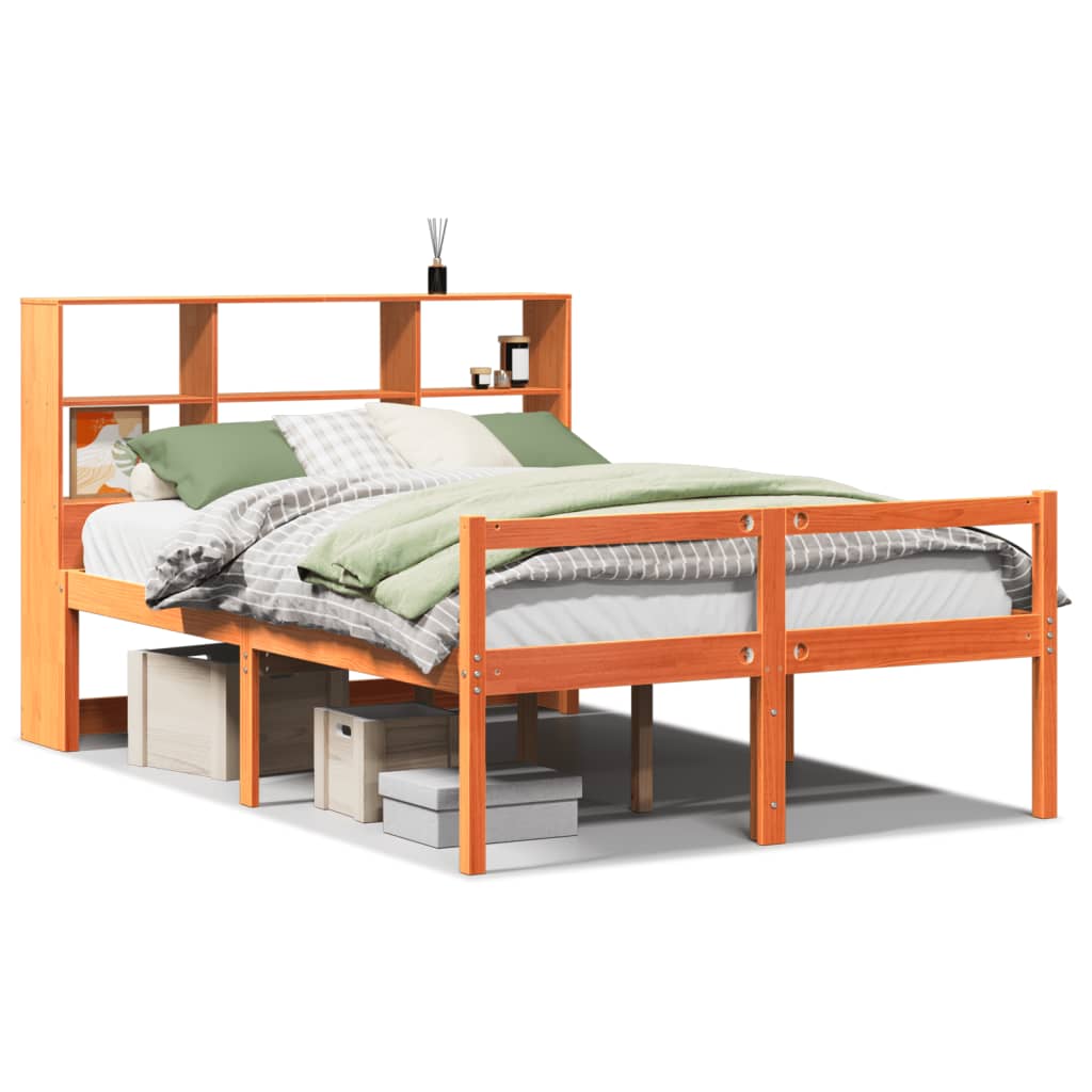 Bookcase Bed without Mattress Wax Brown 120x200 cm Solid Wood