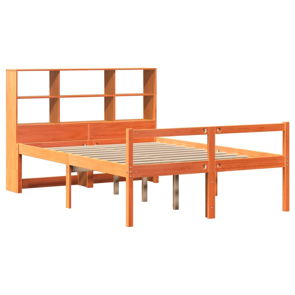 Bookcase Bed without Mattress Wax Brown 120x200 cm Solid Wood