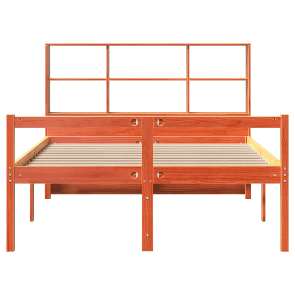 Bookcase Bed without Mattress Wax Brown 120x200 cm Solid Wood