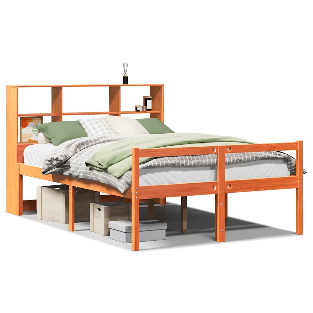 Bookcase Bed without Mattress Wax Brown 140x200 cm Solid Wood