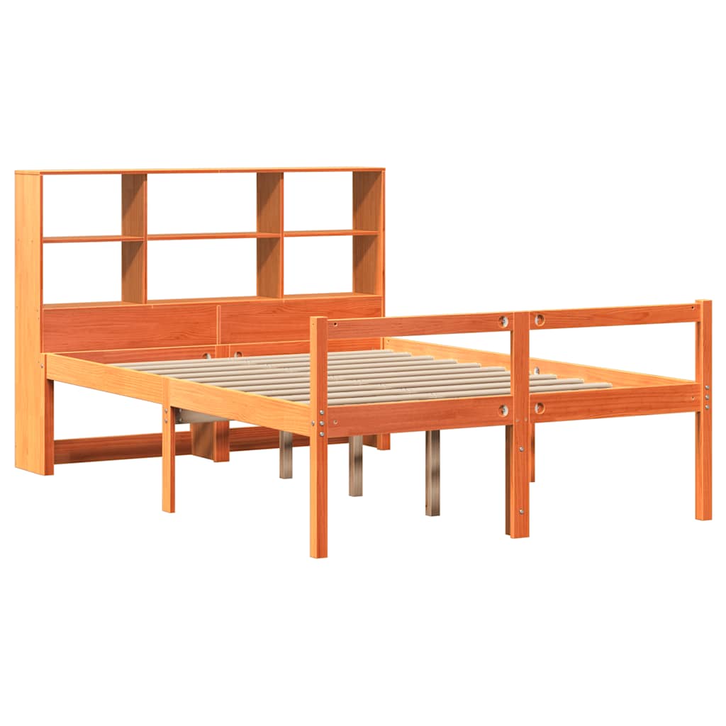 Bookcase Bed without Mattress Wax Brown 140x200 cm Solid Wood