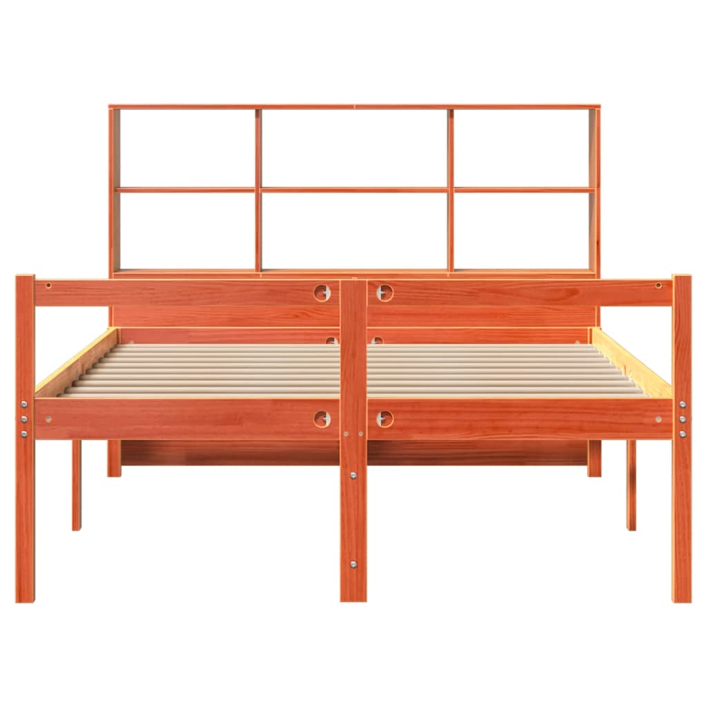Bookcase Bed without Mattress Wax Brown 140x200 cm Solid Wood