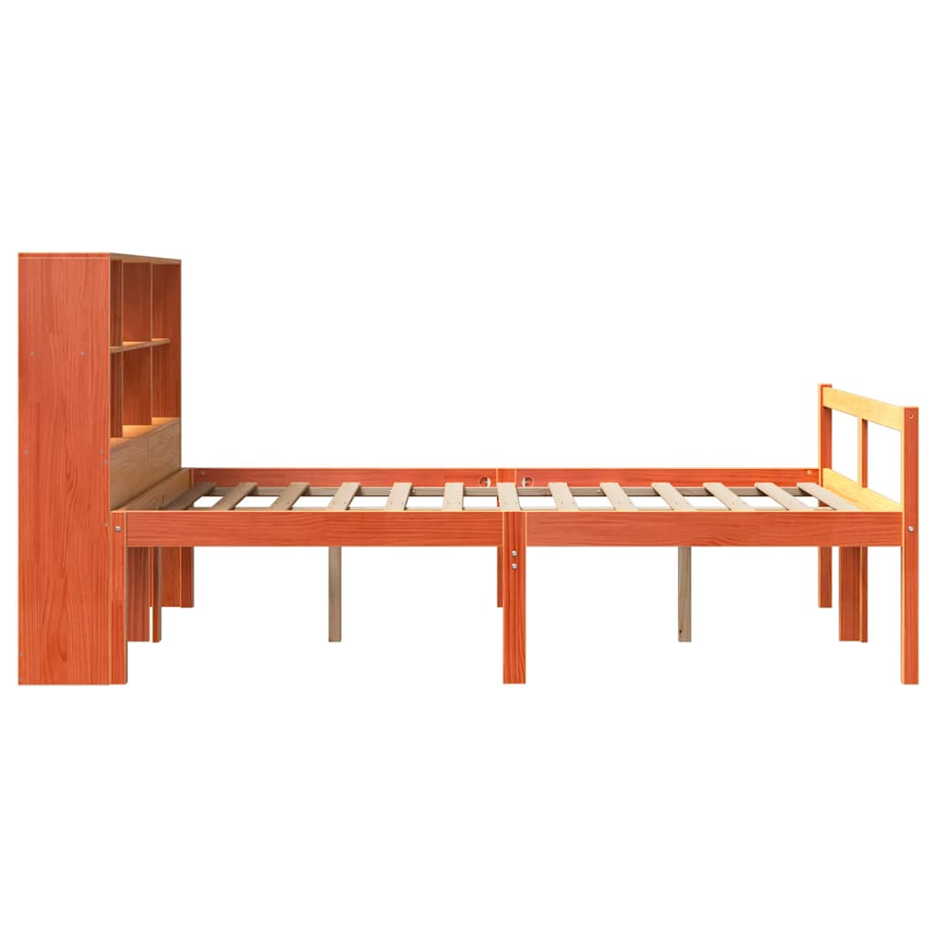 Bookcase Bed without Mattress Wax Brown 140x200 cm Solid Wood