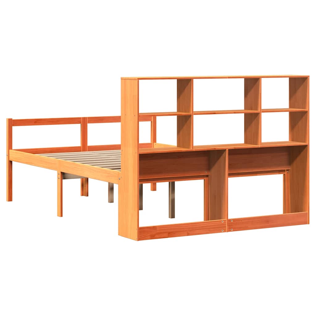 Bookcase Bed without Mattress Wax Brown 140x200 cm Solid Wood