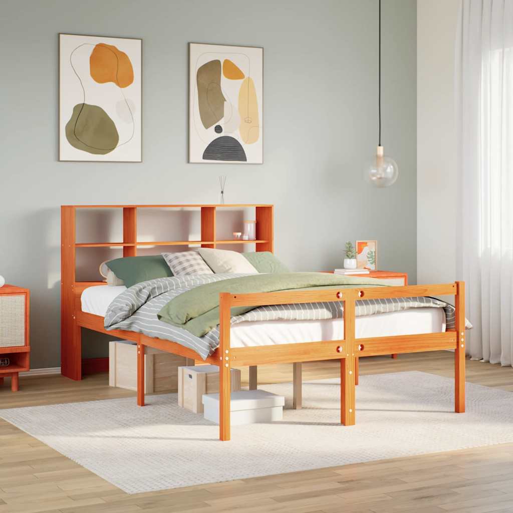 Bookcase Bed without Mattress Wax Brown 140x200 cm Solid Wood