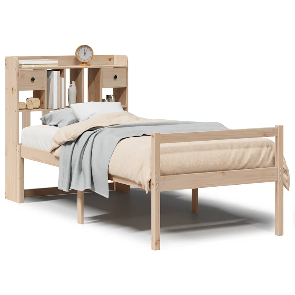 Bookcase Bed without Mattress 75x190 cm Small Single Solid Wood Pine