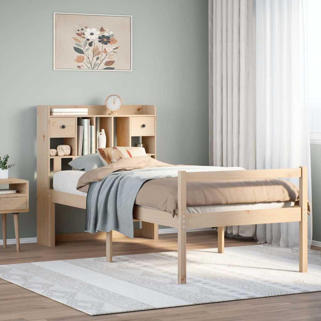 Bookcase Bed without Mattress 75x190 cm Small Single Solid Wood Pine