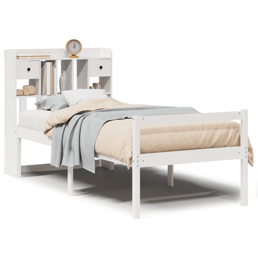Bookcase Bed without Mattress White 75x190 cm Small Single Solid Wood Pine